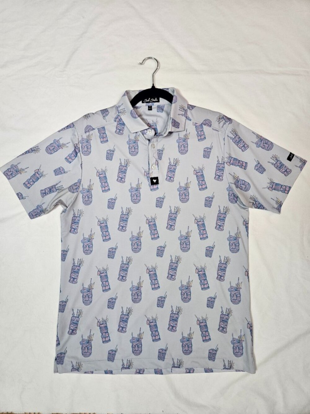 Bad Birdie Mai Tai Tiki Print Golf Polo Small 🍹 Tropical Resort Golfcore